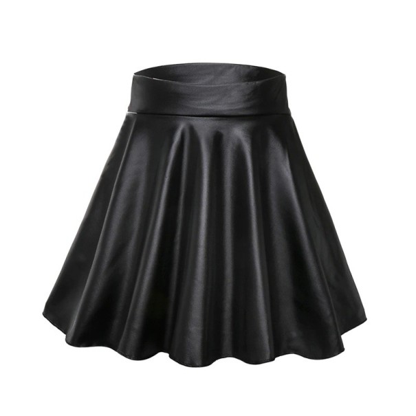 Dámská černá mini sukně z umělé kůže s vysokým pasem Krátká elastická sukně do pasu Sexy PU sukně Slim fit pro moderní outfit S