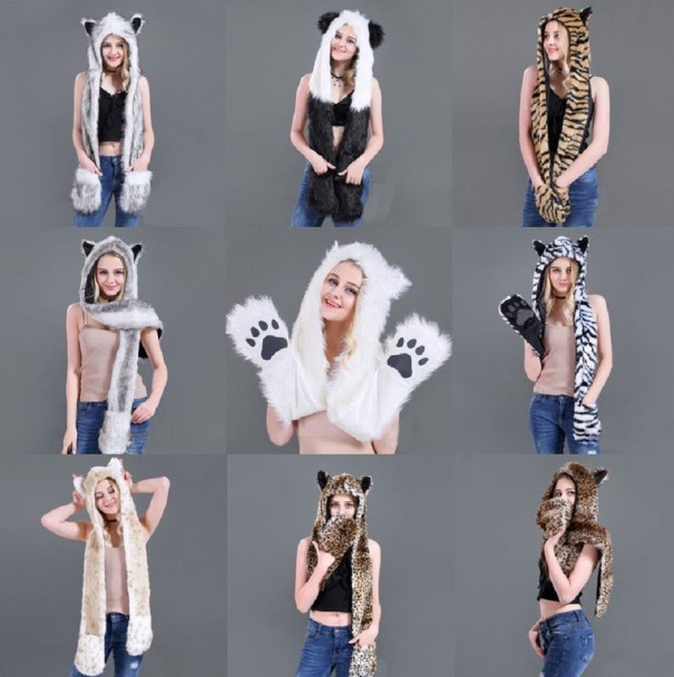 Dámska chlpatá čiapka Animal