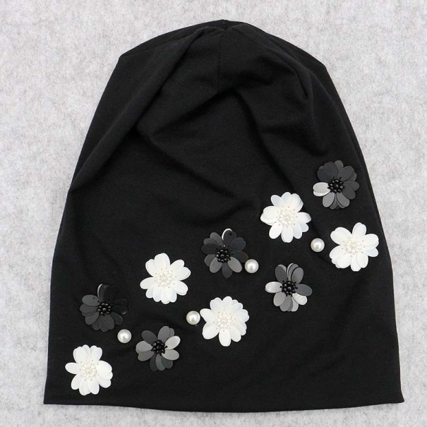 Dámska čiapka Flower čierna