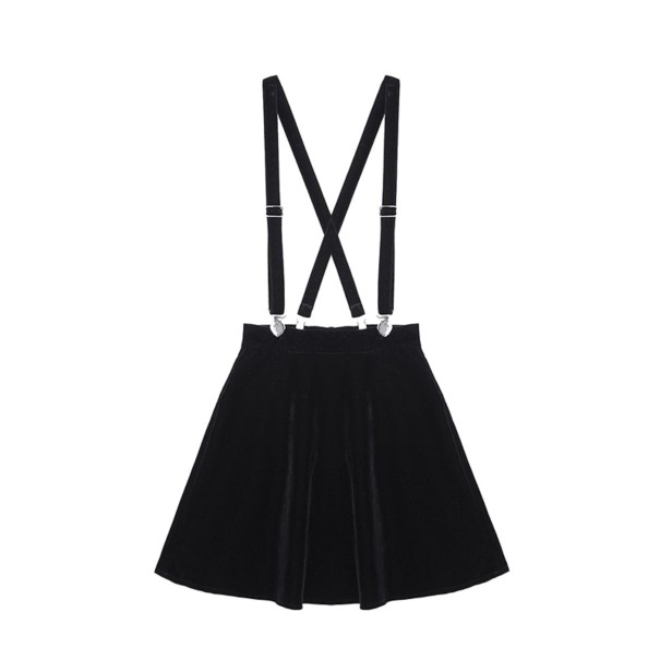 Dámska čierna mini sukňa s ramienkami A1133 L