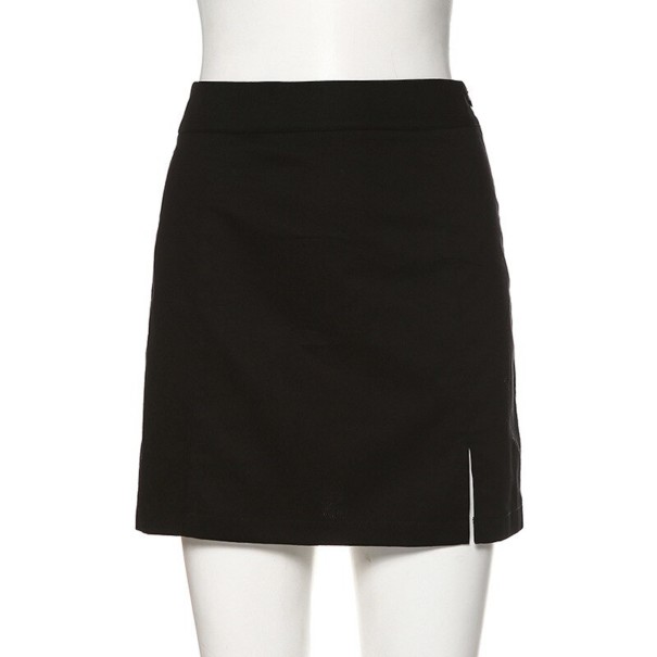 Dámska čierna mini sukňa s rázporkami M