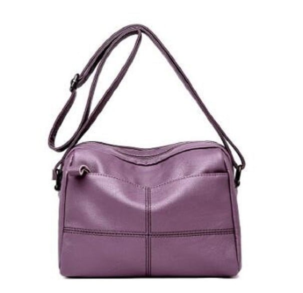 Dámska crossbody kabelka cez rameno s viacerými oddielmi na zips Predné vrecko Nastaviteľný popruh Ozdobné prešívanie PU kože 24 x 18 x svetlo fialová