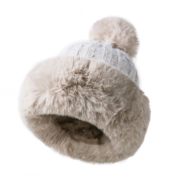 Damska czapka zimowa z futrem beżowy