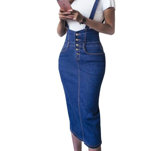 Dámska dlhá džínsová sukňa s ramienkami M