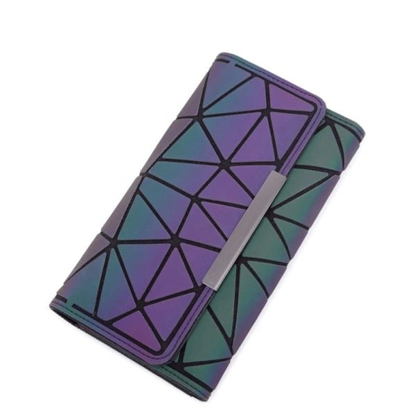 Dámská dlouhá peněženka z reflexního materiálu Duhový efekt na slunci Geometrický vzor Klopa s kovovou lištou PU kůže 19 x 10 x 3 cm 1