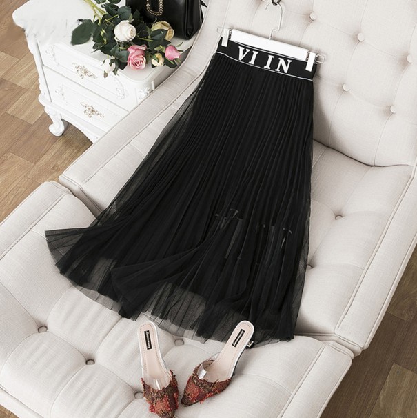 Dámská dlouhá skládaná sukně A1914 černá L