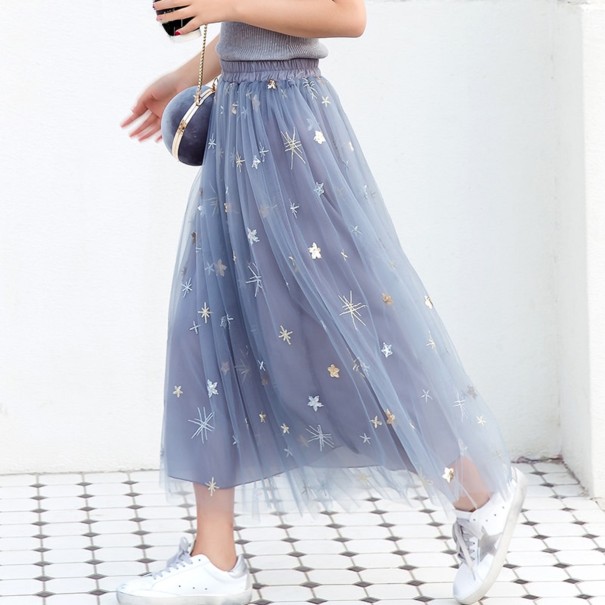 Dámská dlouhá tylová sukně s hvězdami světle modrá XS