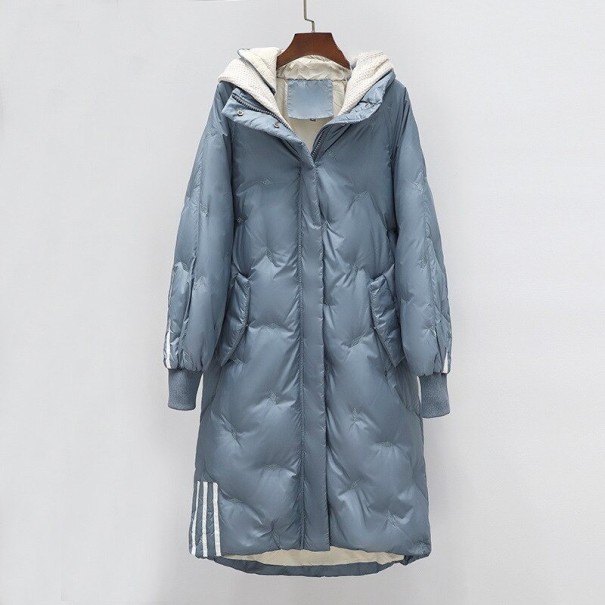 Dámská dlouhá zimní bunda P2390 modrá XXL