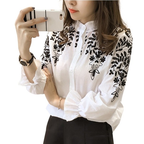 Dámska dvojfarebná košeľa so vzorom biela XL