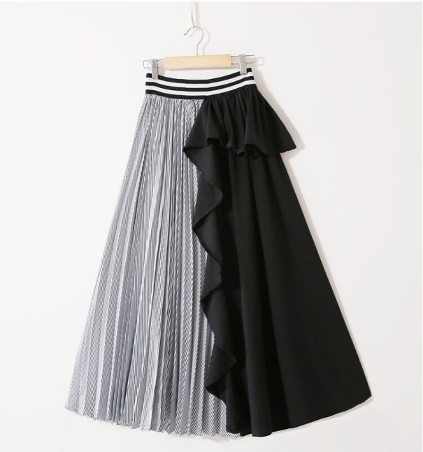 Dámská dvoubarevná sukně s volánky černá