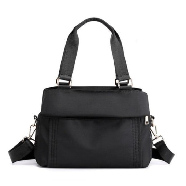 Dámská kabelka do ruky i přes rameno Taška z nylonu a polyesteru s několika oddíly na zip a odnímatelným popruhem 30 x 23 x 12 cm černá