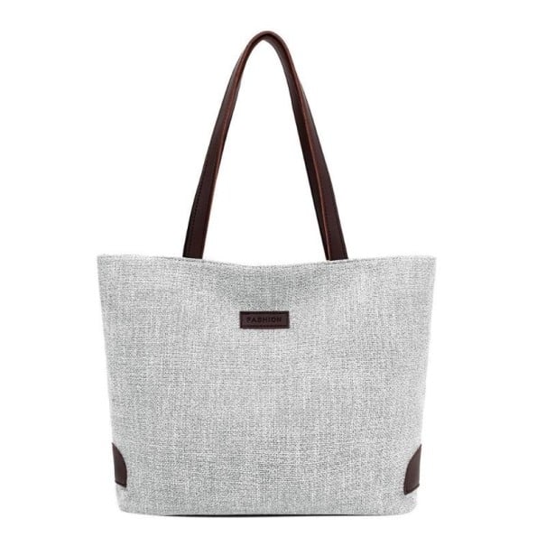Dámská kabelka přes rameno 35 x 31 x 11 cm Světle šedá s tmavě hnědými uchy a rohovými aplikacemi Prostorný tvar Žíhaná struktura látky 1