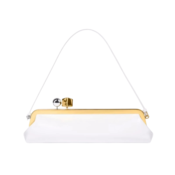 Dámská kabelka psaníčko 35 x 8,5 x 12 cm Odnímatelný popruh Umělá kůže Elegantní podlouhlá taška pro společenské i denní nošení bílá