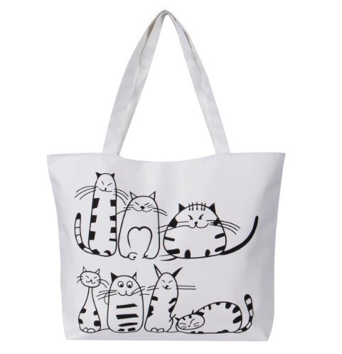 Dámská kabelka s kočkami J1043 bílá