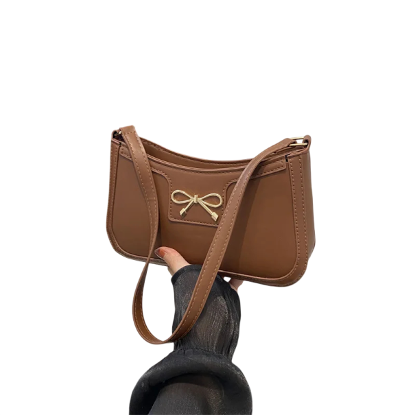 Dámska kabelka s mašľou 24 x 5 x 28,5 cm Elegantná crossbody taška z umelej kože s polyesterovou podšívkou pre každodenné nosenie hnedá