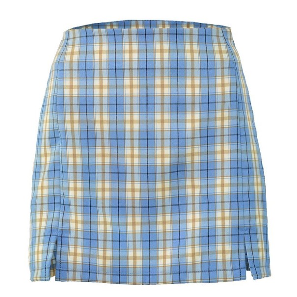 Dámska kockovaná mini sukňa s rozparkami M 4