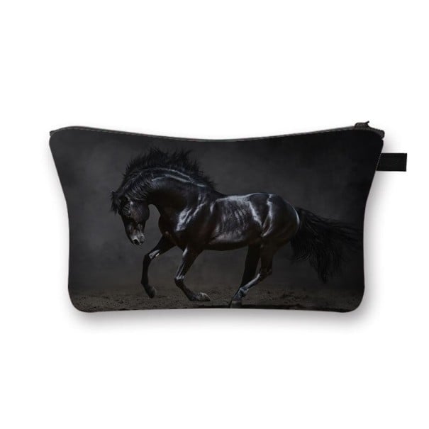 Dámská kosmetická taška s potiskem koní Pouzdro na zip s poutkem Polyester 13 x 21,5 cm Na líčidla štětce a drobnosti do kabelky 27