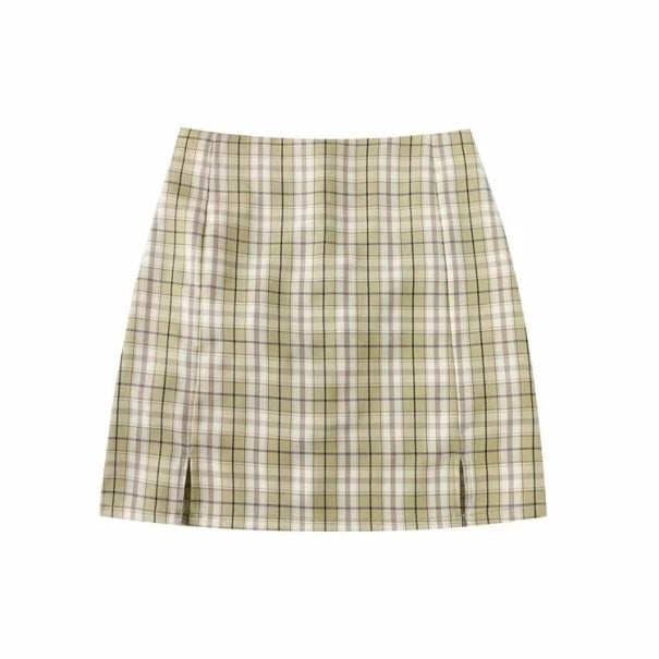 Dámská kostkovaná mini sukně zelená L