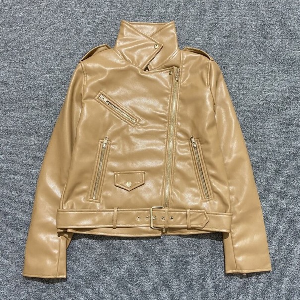 Dámska kožená bunda svetlo hnedá XXS