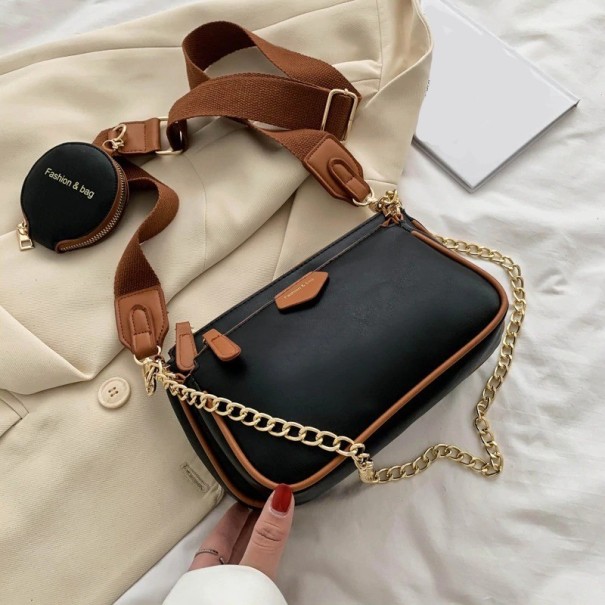 Dámska kožená crossbody kabelka M707 čierna