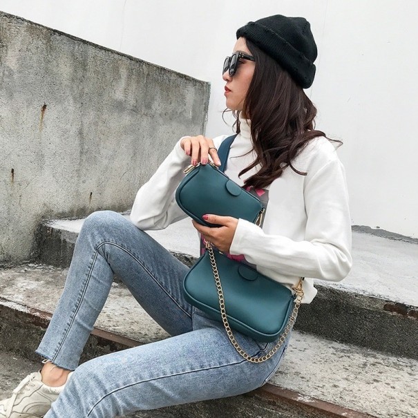 Dámská kožená crossbody kabelka M708 tyrkysová