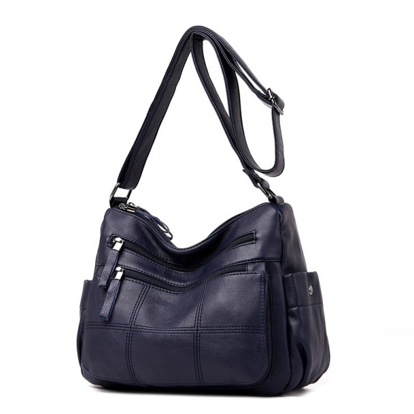 Dámská kožená crossbody kabelka M711 tmavě modrá