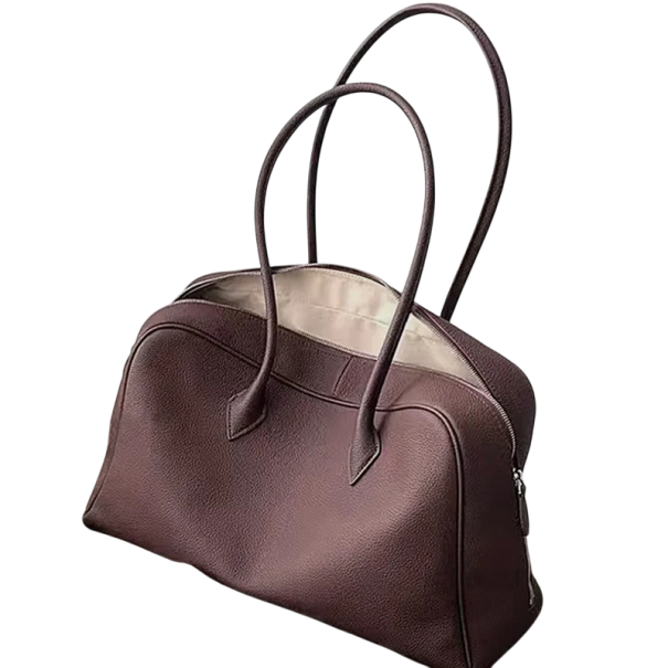 Dámská kožená kabelka 40 x 13 x 26 cm Pravá hovězí kůže Prostorná taška pro každodenní nošení Elegantní nadčasový doplněk hnědá