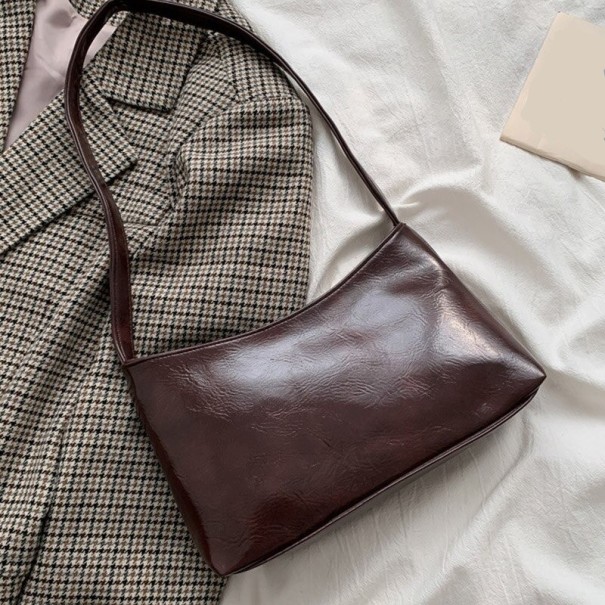 Dámská kožená kabelka M1344 tmavě hnědá