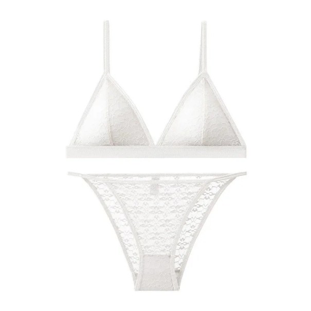 Dámská krajková souprava podprsenka a kalhotky s jemným vzorem elastan polyamid pro každodenní nošení spodní prádlo bílá L