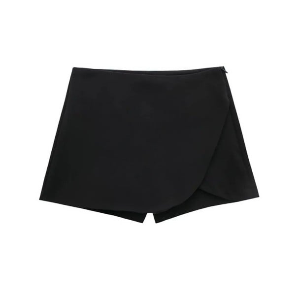 Dámská kraťasová sukně Vysoký pas Na zip Jednobarevné Provedení Polyester Elegantní moderní střih s vnitřními šortkami černá S