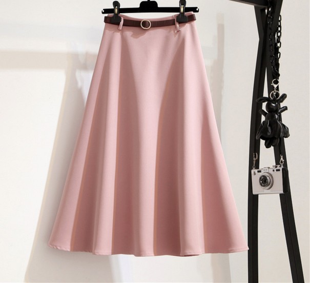 Dámská midi sukně s páskem A1910 růžová L