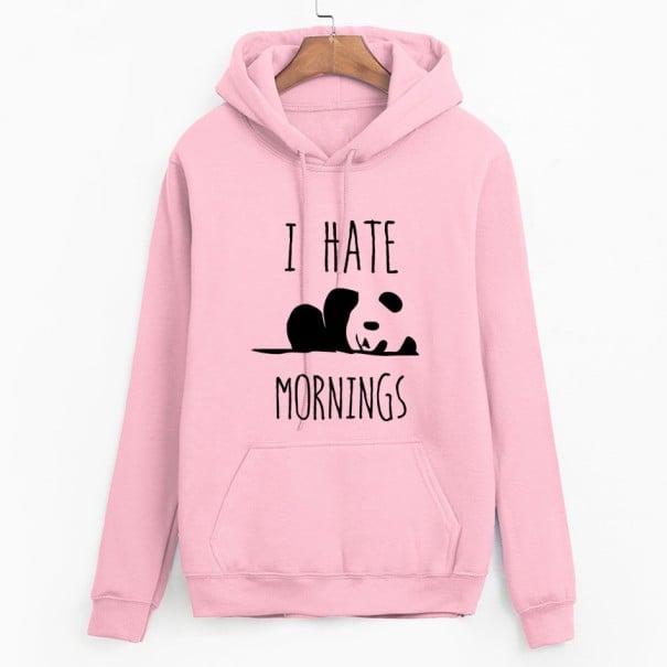 Dámská mikina I HATE MORNINGS růžová S