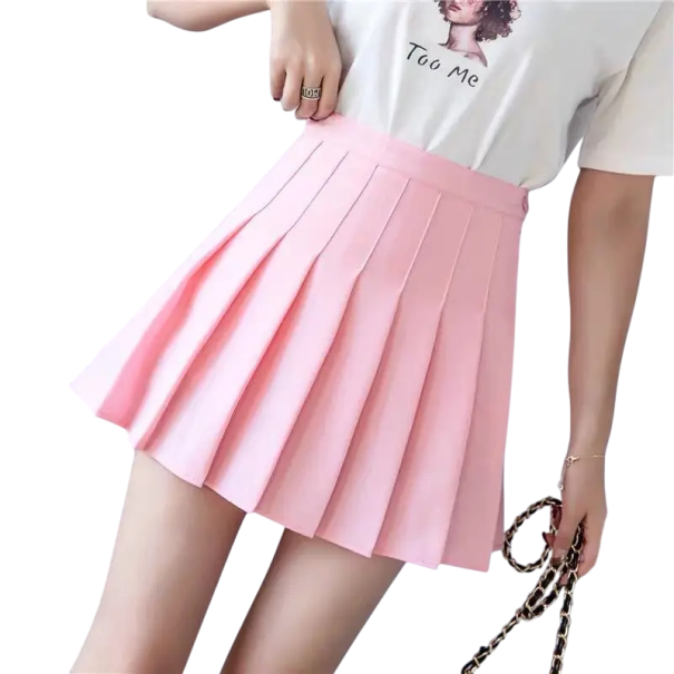 Dámská mini skládaná sukně s vysokým pasem Roztomilý áčkový střih Krátká plisovaná sukně Elegantní letní módní oblečení růžová S