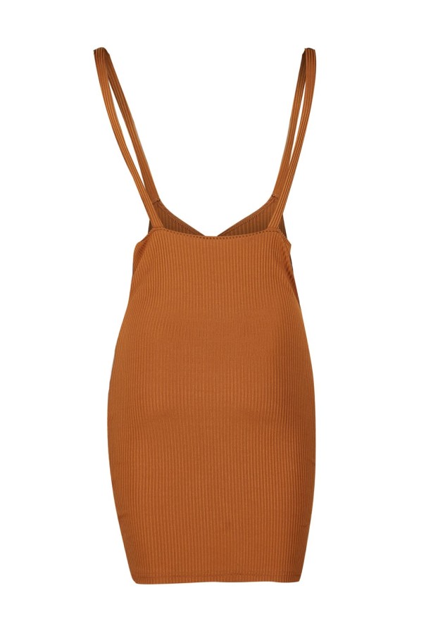 Dámska mini sukňa s ramienkami A967 hnedá S