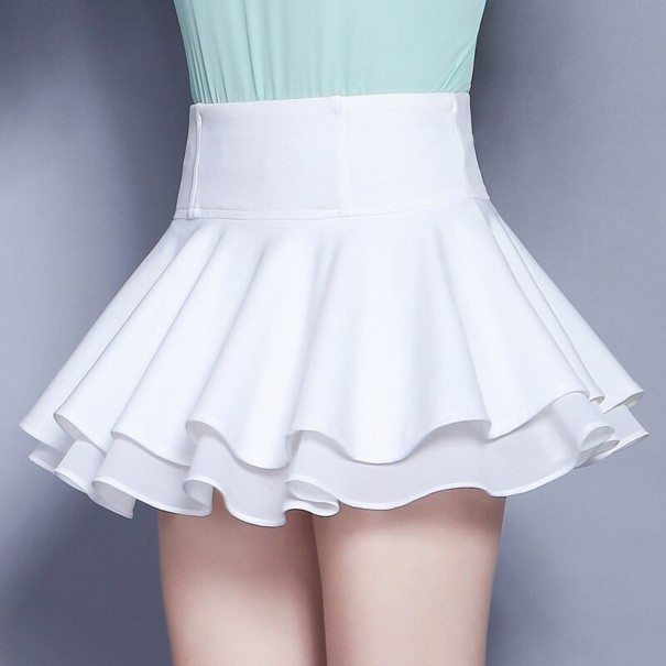 Dámska mini sukňa s volánikmi biela S