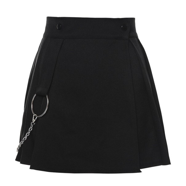 Dámska mini sukňa s vysokým pásom a retiazkou čierna M