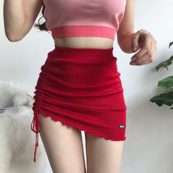 Dámska mini sukňa s vysokým pásom A1986 červená S