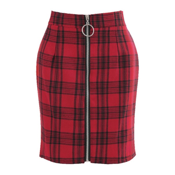 Dámska mini sukňa so zipsom červená L