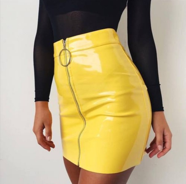 Dámska mini sukňa so zipsom G11 žltá XS