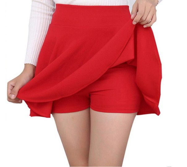 Dámská mini sukně s kraťasy A1008 červená 3XL