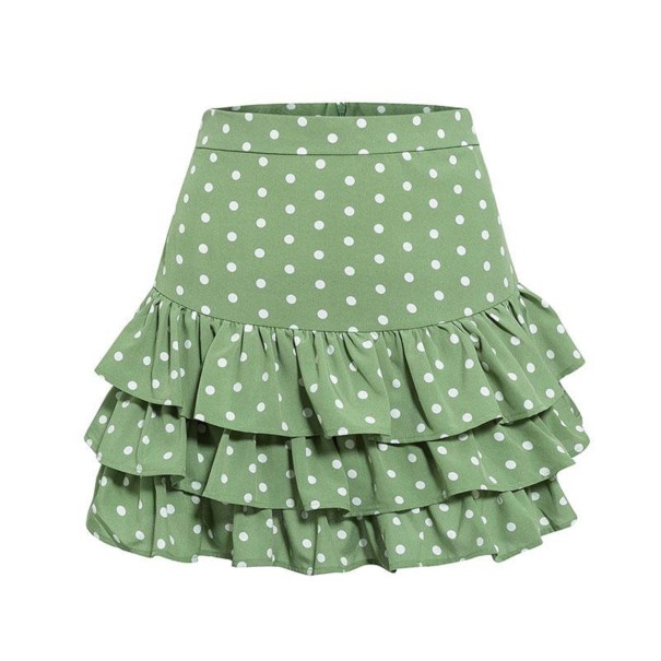 Dámská mini sukně s puntíky zelená L