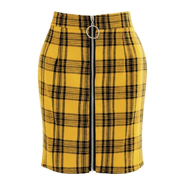 Dámská mini sukně se zipem žlutá XS