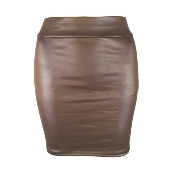 Dámská mini sukně z lesklé PU kůže Vysoký pas Upnutý střih Sexy vzhled Elegantní večerní outfit Stylová sukně pro party a klub hnědá M