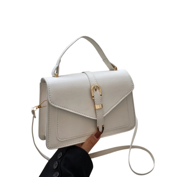 Damska minimalistyczna torebka 23 x 6 x 22 cm Sztuczna skóra i nylon Czysty ponadczasowy design Praktyczna torebka na ramię biały