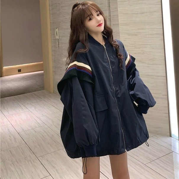 Dámská oversize bunda P1516 tmavě modrá L