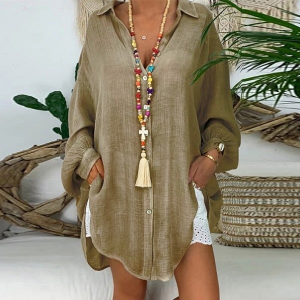Dámská oversize košile khaki S