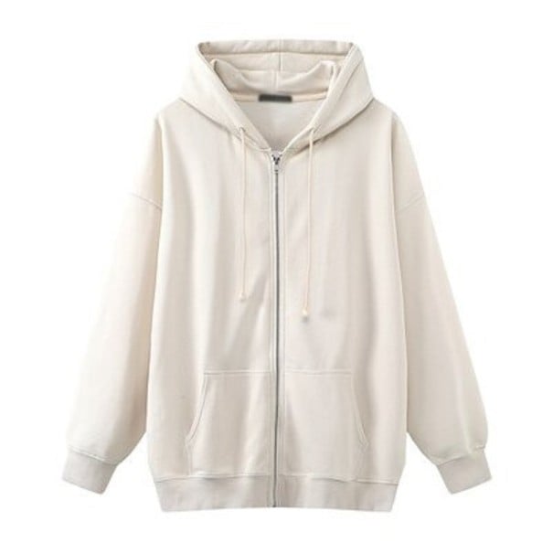 Dámská oversize mikina na zip s kapucí Volný střih se spadlými rameny Klokaní kapsa Žebrované manžety a lem Polyester s bavlnou 6