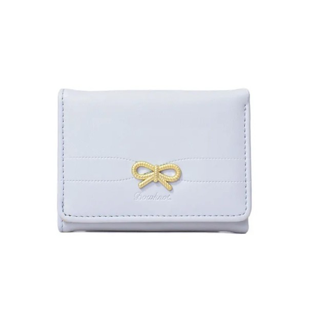 Dámská peněženka 11 x 8 x 2 cm s mašličkou Prošívaný povrch Měkká jemná umělá kůže Kompaktní elegantní provedení modrá