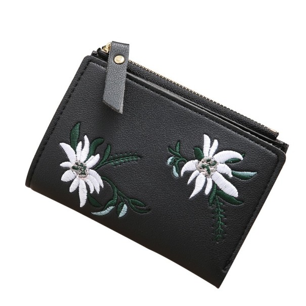 Dámská peněženka s květinami J2333 černá