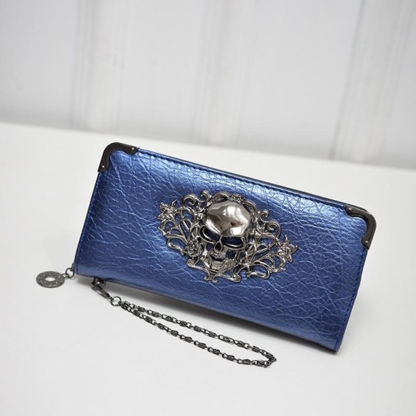 Dámská peněženka s lebkou modrá